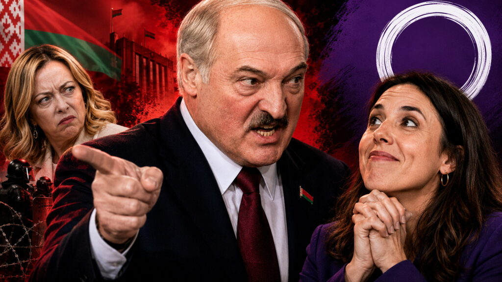 Aleksandr Lukashenko, Irene Montero y Giorgia Meloni.