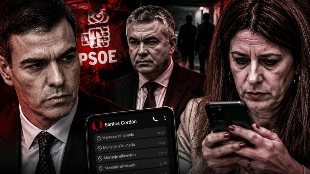 Pedro Sánchez, Santos Cerdán y Leire Díaz.